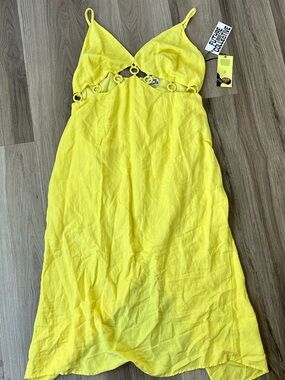 Future Collective Yellow Ring-Accent Midi Dress